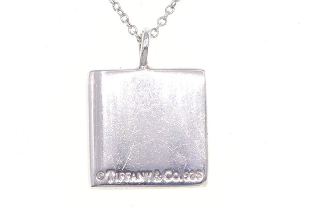 Tiffany Co Notes Square Necklace Sterling Silver Pendant Accessory Plate Silver